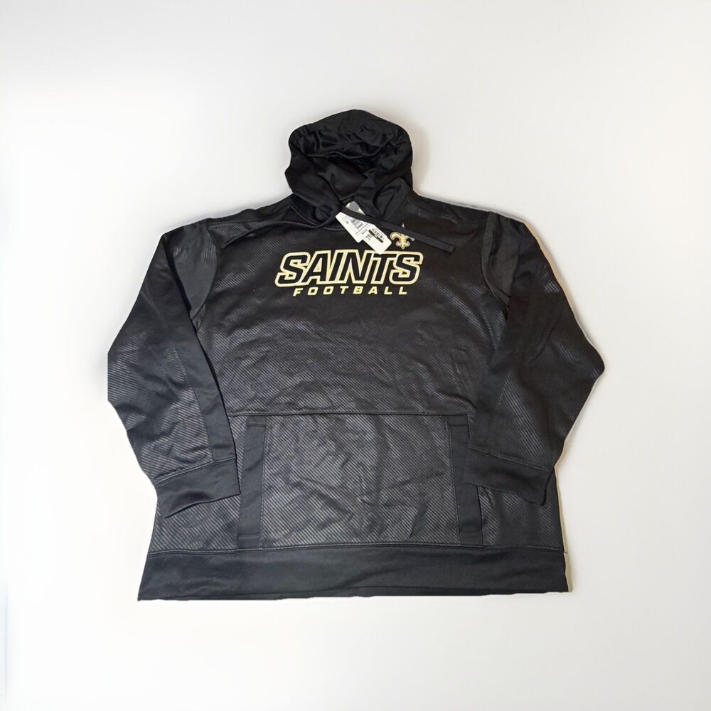 NWT New Orleans Saints Football Pullover Hoodie Men’s 2XL Black NFL Team Apparel